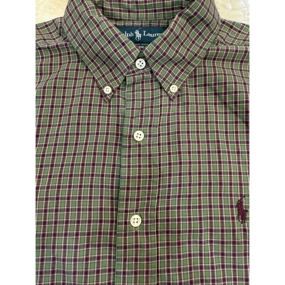 Lauren Ralph Lauren Other - Ralph Lauren Classic Fit Burgundy Green Plaid Button Down Size Medium